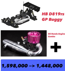 HB Racing &quot;D819RS&quot; 1/8 GP Buggy (with out body) [HB204672] + OS 론다 엔진 콤보